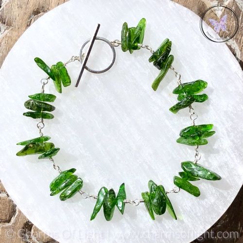 Diopside Chip Silver Bracelet